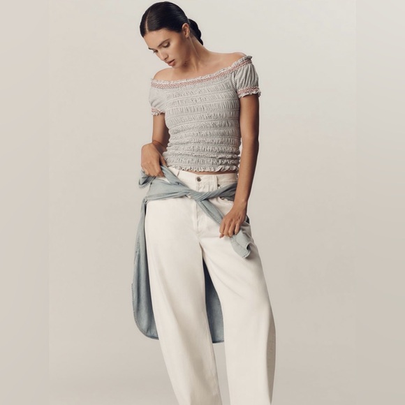 Maeve by Anthropologie- Off-The-Shoulder Smocked Top - Large - NWT - Picture 4 of 14